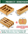 Dimensions of 9 In 1 Bamboo Kitchen Drawer Organizer With Built In Plastic Wrap And Aluminum Foil Dispenser And Cutter, Baggie Organizer