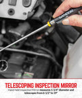 Must Have 3 Piece Magnetic Parts Tray Kit With Telescoping Inspection Mirror And Extendable Magnet Pick Up Tool For Screws Bolts Nuts Washers Pins And Other Small Metal Parts For Everyday Garage Or Workshop Use telescoping inspection mirror, 1-1/4 in, metal