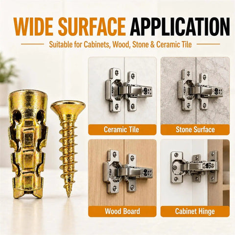 6x14mm Short Expansion Screw Set For Cabinet Hinge Repair And Stripped Thread Restoration Compact Hinge Hole Repair Kit shown