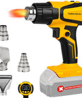 Cordless Hot Air Gun With 20V Battery Compatibility, LCD Display, 350W Power, Dual Temperature 120F To 1110F, Four Nozzles