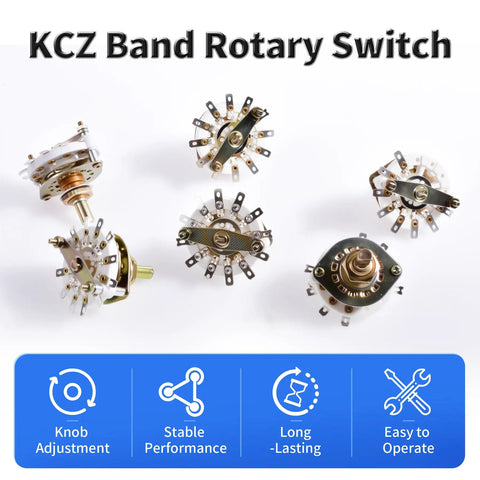 Rotary Band Switch 1 Pole 8 Position 1 Deck With 43mm Diameter And 44mm Height 6mm Rotating Dial 20mm Shank 0.3A At 220V Compact Multi Position Selector For Electronics Projects Tinker Friendly, shown in multiple angles