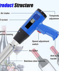GFJYKDL Digital Bottle Capsule Sealer With Heat Shrink Gun And Lcd Control For Pvc Pp Po Film showcasing LCD screen, adjustable speed switch, heatproof casing.