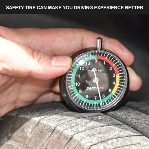 Tire Tread Depth Gauge Dial Type For Motorcycle, Car, Truck And Bus, Easy Reading Tire Gauge In 32nds With Traffic Light Color Zones And 32nd Inch Increments For Quick Pro Grade, Accurate Readings on tire tread