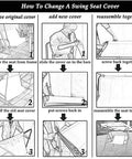 How to change a swing seat cover with Beefed Up 900D Porch Swing Replacement Fabric For All Weather Protection UV Resistant And Waterproof Seat Cover For Patio And Porch Swings Black 58.3 By 19.7 By 19.7 Inch shown in nine steps