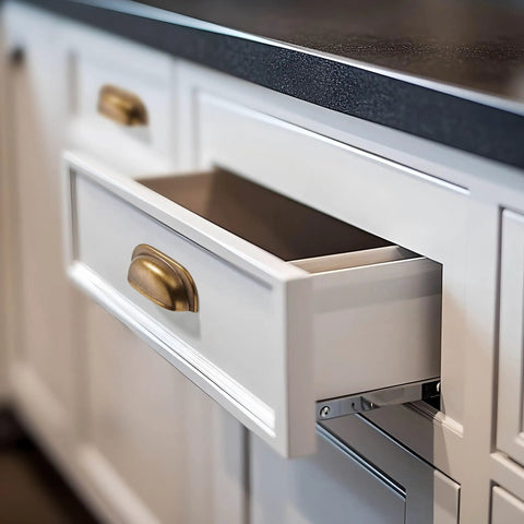 Antique Brass Cup Cabinet Handles 10 Pack With 2.5 Inch Screw Spacing Zinc Alloy Drawer Pulls For Kitchen Cabinets And Bedroom Furniture Built To Last Easy Install Durable And Stylish Hardware on white kitchen drawer
