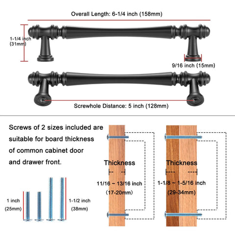 Diagram showing dimensions and installation of 10 Pack 5 Inch Brushed Gold Kitchen Cabinet Handles And Drawer Pulls.