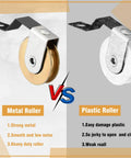 Comparison of metal and plastic rollers for 4 Pack Sliding Screen Door Rollers With Tension Springs And 1 Inch Ball Bearings For Top And Bottom Tracks, Heavy Duty Stainless Steel, Easy Install, Compatible With Academy Doors B638 B687 B639 B756, Durable Patio Screen Replacement.