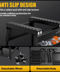 Beefed Up Heavy Duty Dirt Bike Stand With Wheels Universal Detachable Lift Panel Anti Slip Maintenance Stand features anti-slip design and detachable parts.