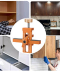 2 In 1 Cabinet Door Installation Jig With Adjustable Positioner, pro grade aluminum alloy mounting tool, precise scales, orange.