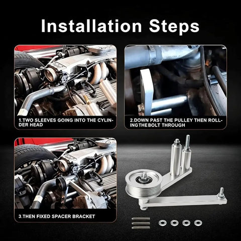 Must-Have Idler Pulley Bracket Kit Direct Fit For 85-91 Chevy Corvette C4 L98 5.7L Engine Restores Serpentine Belt Tension And Accessory Drive Alignment For Your Classic V8 Build, aluminum