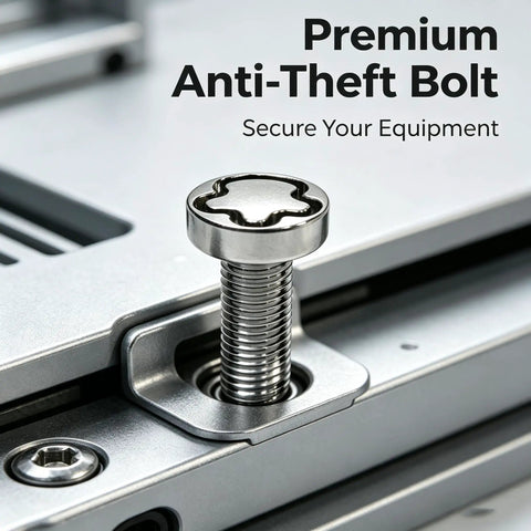 M6 Stainless Steel Anti Theft Locking Screws Kit 20mm mounted in metal surface demonstrating secure installation