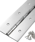 Heavy Duty Piano Hinge Thirty Inch Long With Three Inch Face Width Fabricated From Actual Point Zero Sixty Thick Type Thirty Four Stainless Steel For Cabinets Doors And Toolboxes Badass Load Capacity with screws