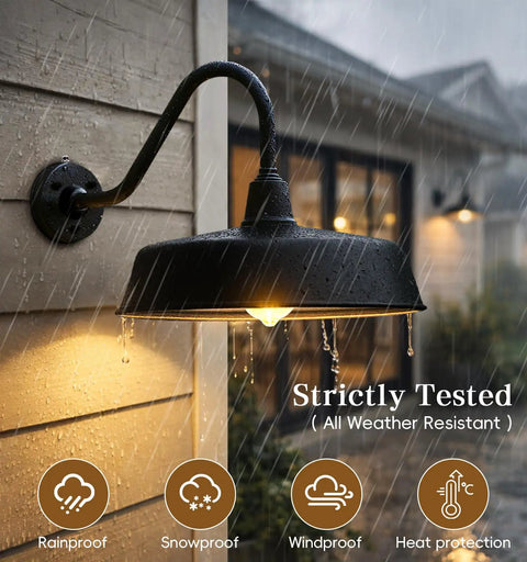 Gooseneck Outdoor Barn Light Fixture For Porch Patio Garage Front Door With E26 Bulb Compatibility classic farmhouse vibe in rain