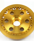 Bulletproof Black Dry Clutch Pressure Plate With Teeth Built Tough For Six Speed Ducati Engines Fits Monster MH900E Multistrada St Series Superbike Street Ready Replacement 19420011B 19420151A, gold aluminum design, 6-speed engagement.