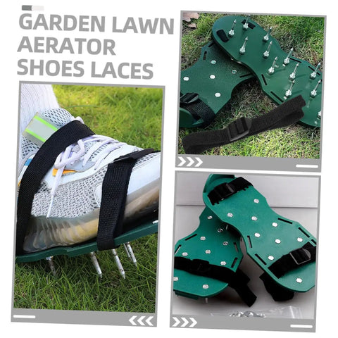 No Fuss Setup 16 Pcs Lawn Aerator Shoes Straps With Grass Spike Attachments on sneakers for gardening