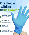 Blue Nitrile Food Prep Gloves Disposable Latex Free Ultra Thin Design Fits Snug And Moves Smooth Chef Kitchen Restaurant Supplies Soft Feel Heavy Duty Grip Comfort, hand in glove.