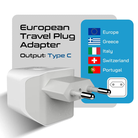 3 In 1 European Travel Plug Adapter With USB A And USB C Compact Type C Converter for Phones Laptops Cameras and More, Type C output