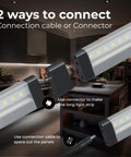 Hands Free Wave Activated Under Cabinet LED Lighting Kit 6 Pack 12 Inch Dimmable Touchless Dimming No Remote Needed Black Cool White 6000K display showing two connection methods in a modern kitchen