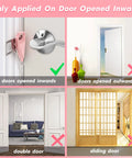 Pink Portable Door Locker For Travel And Home Security Easy To Use Door Lockdown in use on inward opening door with examples