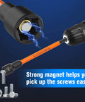 Magnetic Nut Driver Set For Impact Drill With Extra Long Six Inch Nut Drivers showing magnetic action attracting screws.