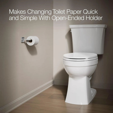 Sleek Square Wall Mounted Toilet Paper Holder In Polished Chrome Premium Metal Construction Pivoting Roll Easy Install