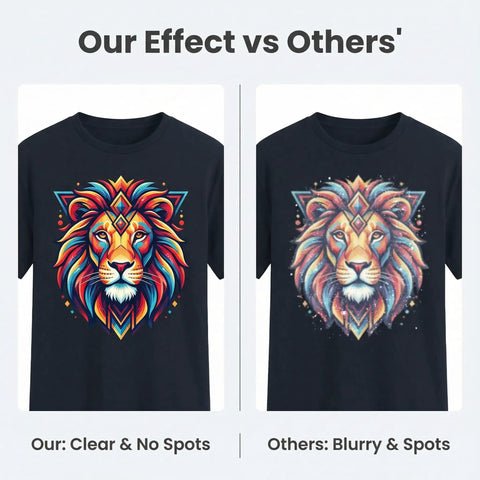 Direct To Film Transfer Film Roll 13 Inch By 328 Feet Glossy Single Sided PET Pre Treat Heat Transfer Paper comparison on T-shirts