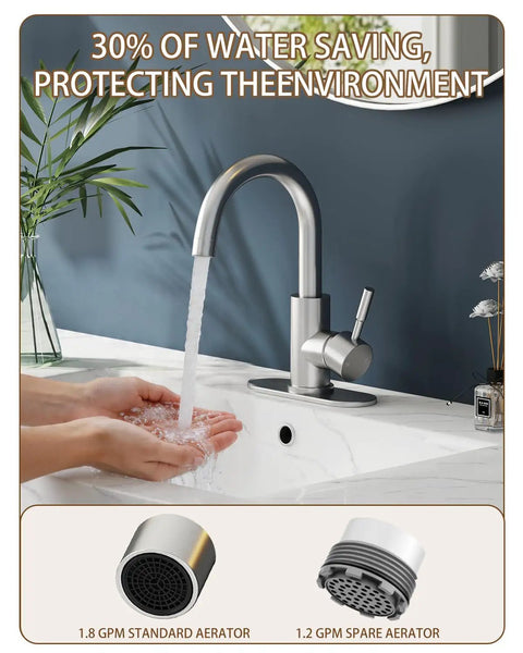 No Fuss Single Handle Bathroom Sink Faucet With Pop Up Drain And Six Inch Deck Plate For Kitchen Bar Camper Farmhouse Vanity Quick One Or Three Hole Setup Lead Free Polish
