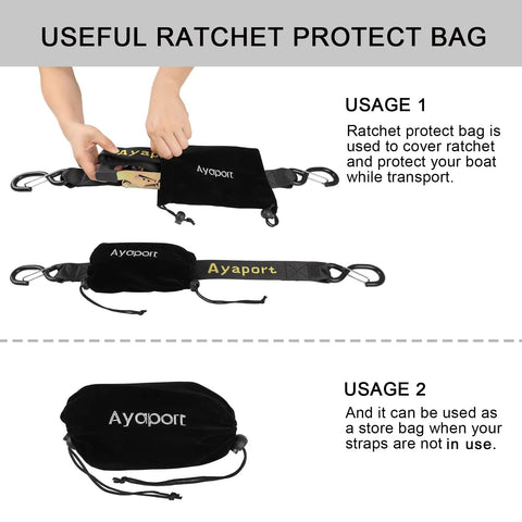 Heavy Duty Boat Trailer Transom Tie Down Ratchet Straps With S Hooks Lock Down Jet Skis Kayaks And Canoes Featuring Beast Mode Strength Ratchet protect bag for safe transport.