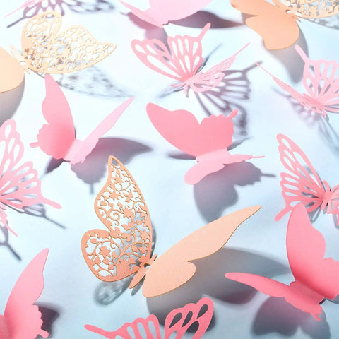 144 Piece 3D Butterfly Wall Stickers Set With 3 Styles For DIY Decor Removable Wall Decals For Bedroom Wedding Party And Craft Projects In Pink And Assorted Colors