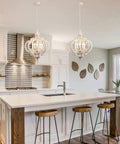 White French Country Five Light Chandelier With Antique Distressed Wood Cozy Farmhouse Rustic Pendant Light for stylish kitchen decor.