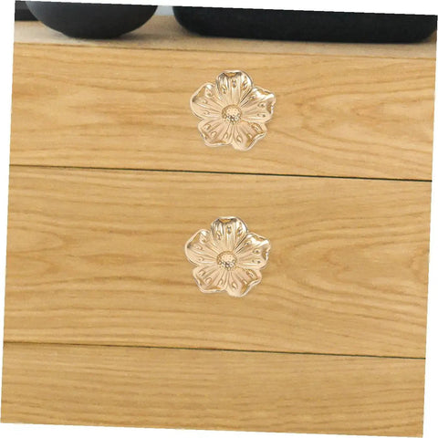Wooden dresser with Brass Flower Cabinet Handles Set For Wardrobe And Dresser, Vintage Style Drawer Knobs