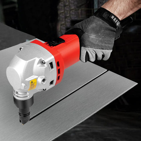 Top Tier 16 Gauge Sheet Metal Cutter With Powerful Brushless Motor Spinning At 1900Rpm, cutting stainless steel with precision.