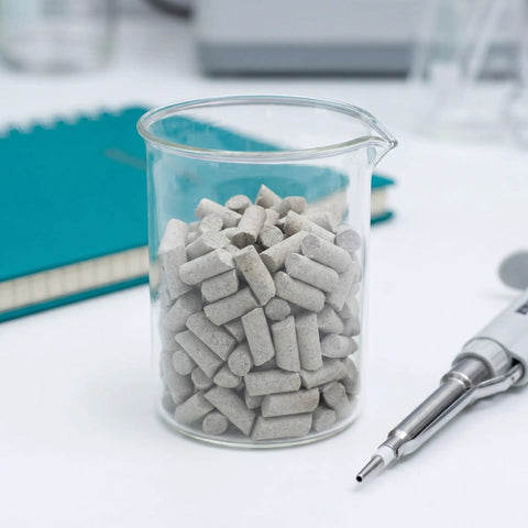 Cylinder Shaped Silicon Carbide Tumbling Media 440g Pro Grade Deburring And Self Loss Prevention For Industrial Finishing, Heavy Duty Vibratory Bowl Polisher For Ceramic Workpieces in beaker