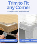 Knockout Baby Proofing Corner Guards And Edge Protective Tape 16 Feet Clear Cabinet Safety Strip With Four Rounded Corner Caps, fits thin and thick furniture corners.