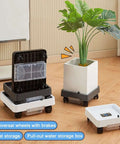 Heavy Duty Plant Drip Tray With Drawer Water Collection Box Built To Last, Square Drain Pan On Braked Universal Wheels