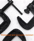 Heavy Duty 1 Inch C Clamp Set Cast Iron Built Tough With 0.8 Inch Throat And Rust Resistant Finish Two Pack close-up view