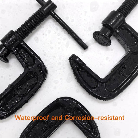 Heavy Duty 1 Inch C Clamp Set Cast Iron Built Tough With 0.8 Inch Throat And Rust Resistant Finish Two Pack close-up view
