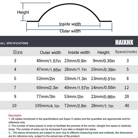 Diagram Specifications for Slick Metal Cable Raceway Kit For Home And Office 100cm Cord Cover with Size Measurements