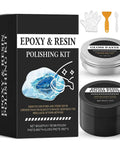 Complete Epoxy Resin Polishing Kit For A Mirror Finish Shine Premium Polishing Compound And Scraper, box and contents view