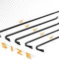 Set of various sized heavy duty wrecking bars, including an 18 inch wrecking bar with beveled chisel end and slotted claw.