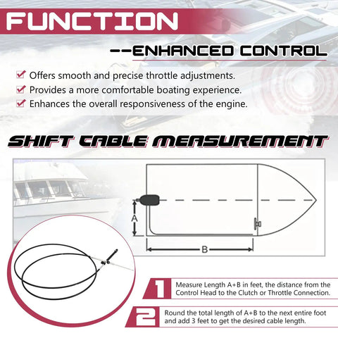 Diagram illustrating the Ten Foot Boat Throttle And Shift Cables Replacement Set For Mercury MerCruiser Force Outboard Engines 1993 On