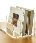 Clear Acrylic 3 Compartment Mail Holder And Desk Organizer For Bills Documents And Notebooks Vertical Letter Sorter On Desk
