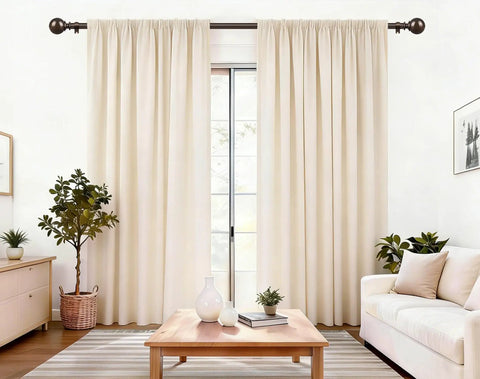 Living room with Bronze Adjustable Curtain Rod Set For Windows 32 To 144 Inches, Telescoping And Splicing Drape Rod