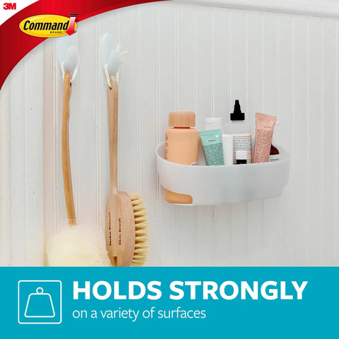 Damage Free Bathroom Organization Five Piece Set With Shower Caddy Soap Dish Toothbrush Holder And Two Water Resistant Strips