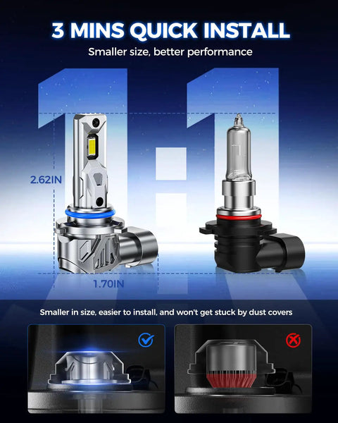 Beast Mode Bright 9005 9006 LED Bulbs Kit, 80,000LM, 32 Chips, One To One Size HB3 HB4 Fog Light Replacement, 3 min install