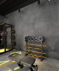 Gym with Charcoal Gray Concrete Wallpaper Peel And Stick 31x354 Inches Extra Thick 3D Faux Vinyl Wrap Matte Wall Sticker backdrop.