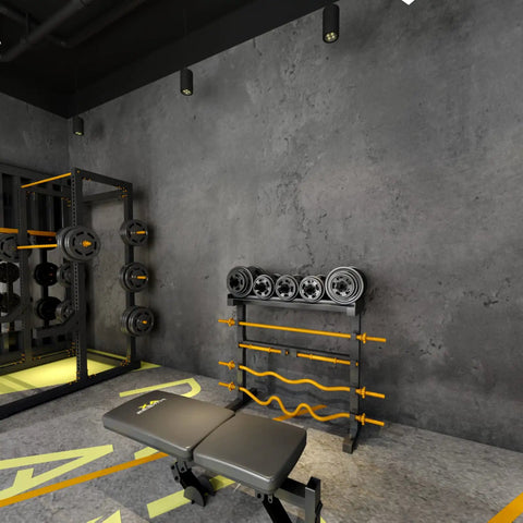 Home gym with Charcoal Concrete Wallpaper Peel And Stick 3D Thick Faux Cement Contact Paper Vinyl Wrap For Walls Bathroom Garage