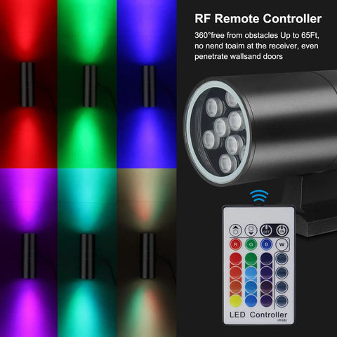Up And Down Outdoor Wall Sconce 72W 7200LM RGBW LED Light With 24 Color Options, Dimmable Color Changing Porch Lighting, RF Remote Control, Perfect For Garage Front Door Patio Terrace Hallway Post Pool Area Theater