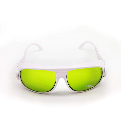 Pro Level Rugged Laser Safety Goggles With Universal EP Replacement Lenses For UV And Fiber Laser Protection, front view.