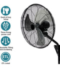 20 Inch High Velocity Wall Mount Fan With 7000 CFM Beast Wind, 120 Degree Oscillation, 3 Speed Settings, Industrial Grade, ETL Listed